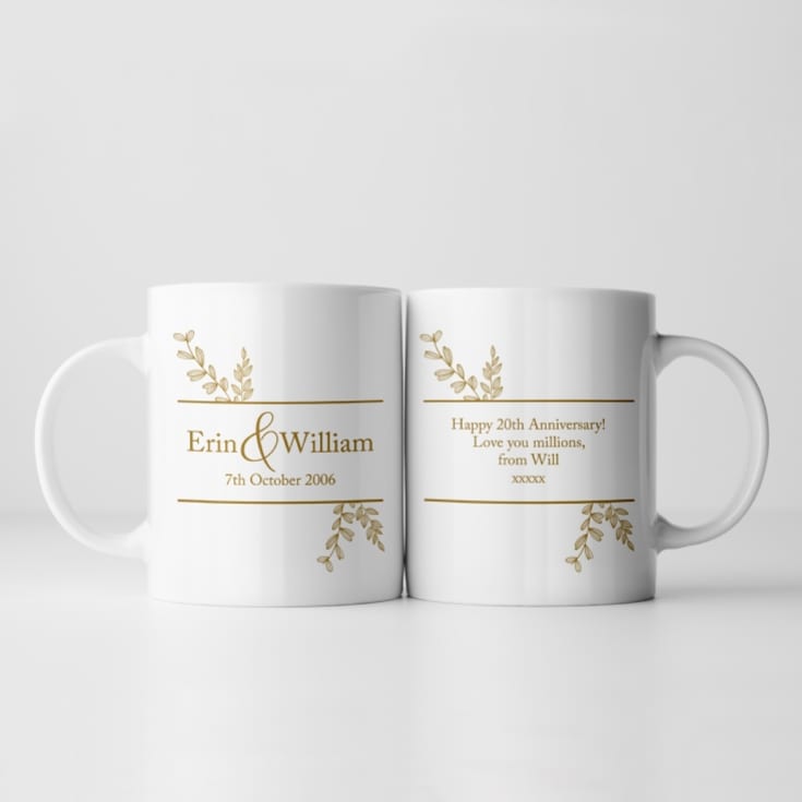 Personalised Botanical 20th Wedding Anniversary Mug product image