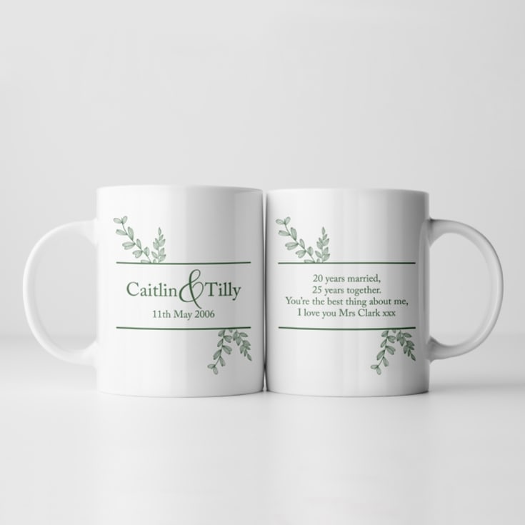 Personalised Botanical 20th Wedding Anniversary Mug product image