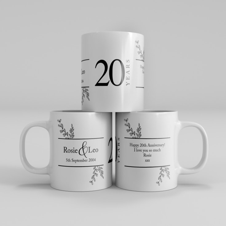 Personalised Botanical 20th Wedding Anniversary Mug product image