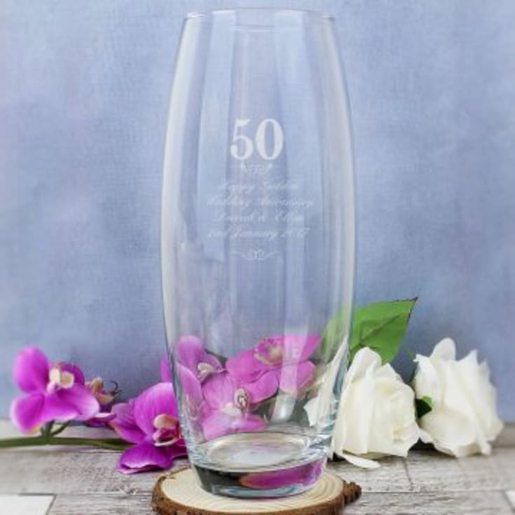 The Gift Experience Golden Personalised Wedding Anniversary Vase