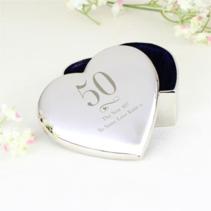 The Gift Experience Personalised 50Th Birthday Heart Trinket Box