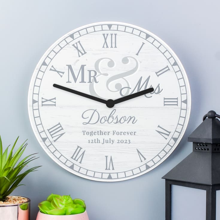 Personalised Mr & Mrs Wooden Clock product image