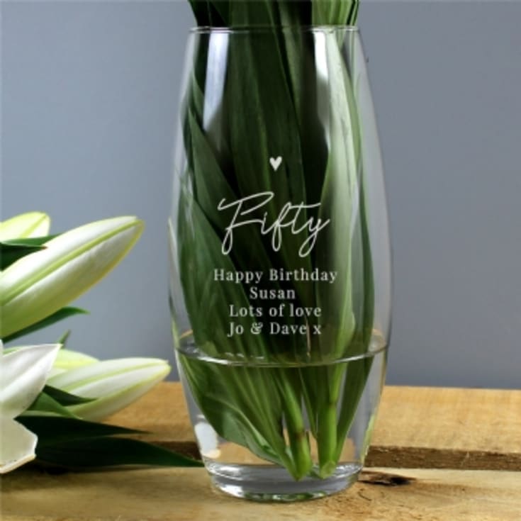 The Gift Experience Personalised Fifty Birthday Glass Bullet Vase