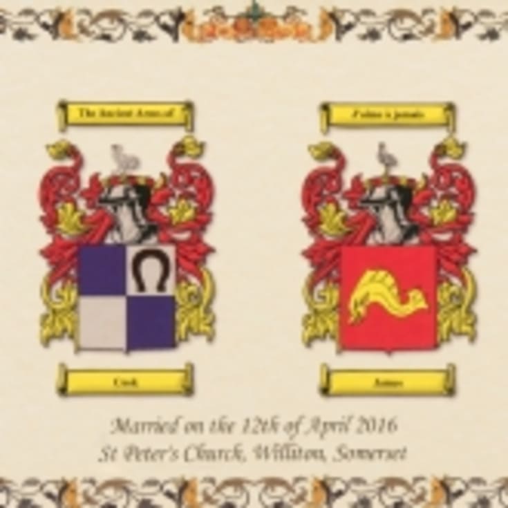 Double Coat Of Arms Print - Brown & Gold Framed product image