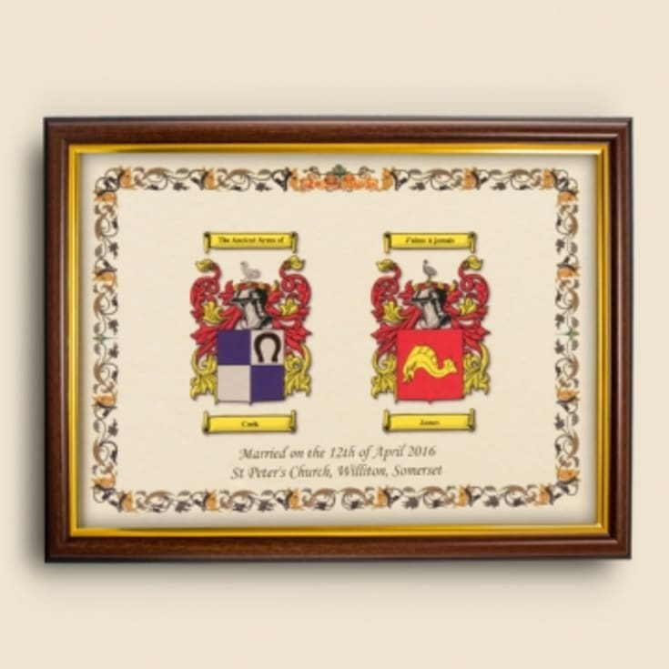 Double Coat Of Arms Print - Brown & Gold Framed product image