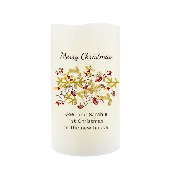 Personalised Christmas Floral LED Candle product image