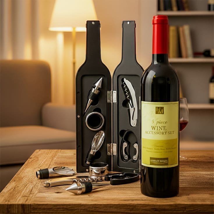 The Gift Experience Bar Set Wine Bottle Shape Corkscrew Set