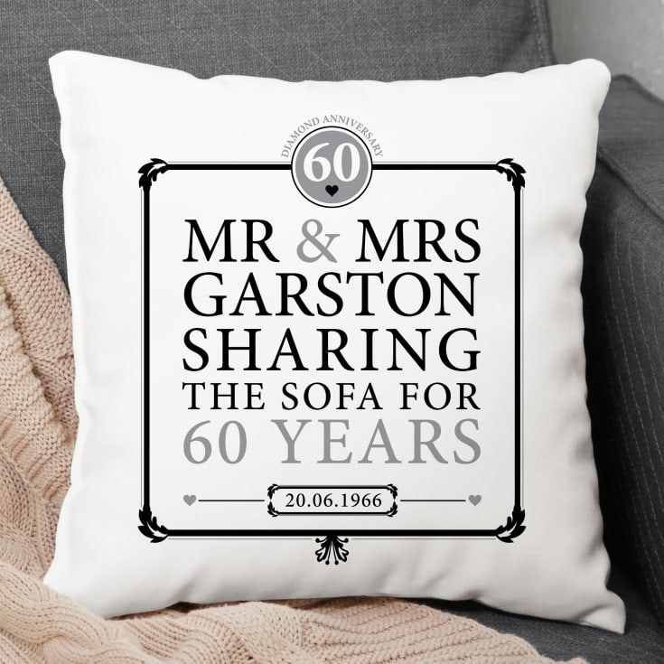 Personalised 60th (Diamond) Anniversary Sharing the Sofa Cushion product image