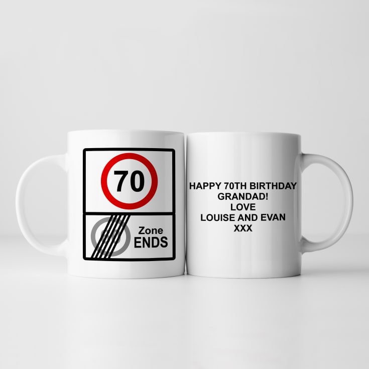 The Gift Experience Light Personalised Zone Ends 70Th Birthday Mug