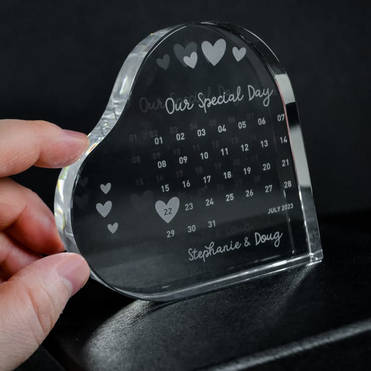 Personalised Engraved Special Date Calendar Crystal Heart product image