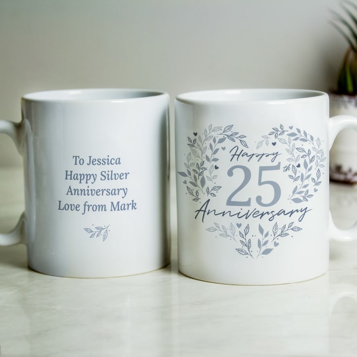 The Gift Experience Silver Personalised 25Th Wedding Anniversary Mug