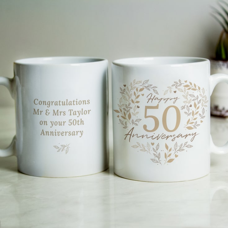 The Gift Experience Golden Personalised 50Th Wedding Anniversary Mug