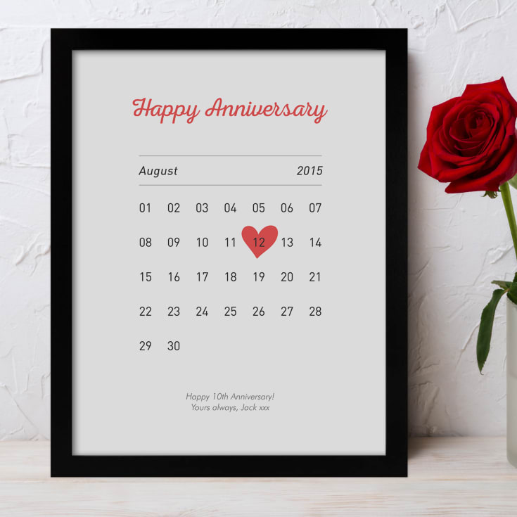 The Gift Experience White Personalised Anniversary Date Prints Personalised Anniversary Date Prints ( Frame)