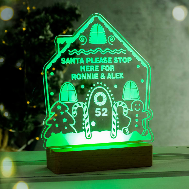 Personalised Gingerbread House Christmas Wooden Based LED Light product image