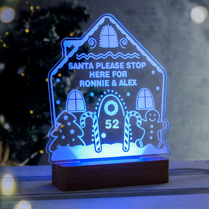 Personalised Gingerbread House Christmas Wooden Based LED Light product image