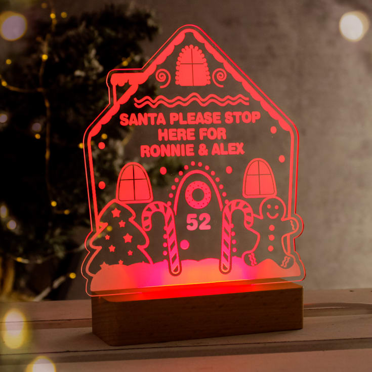 Personalised Gingerbread House Christmas Wooden Based LED Light product image