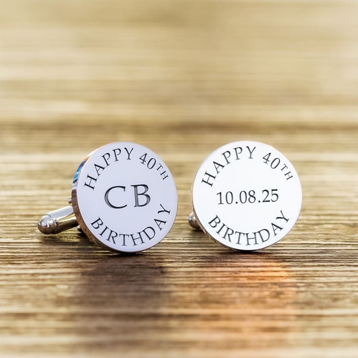 The Gift Experience Silver Happy 40Th Birthday Cufflinks - Finish