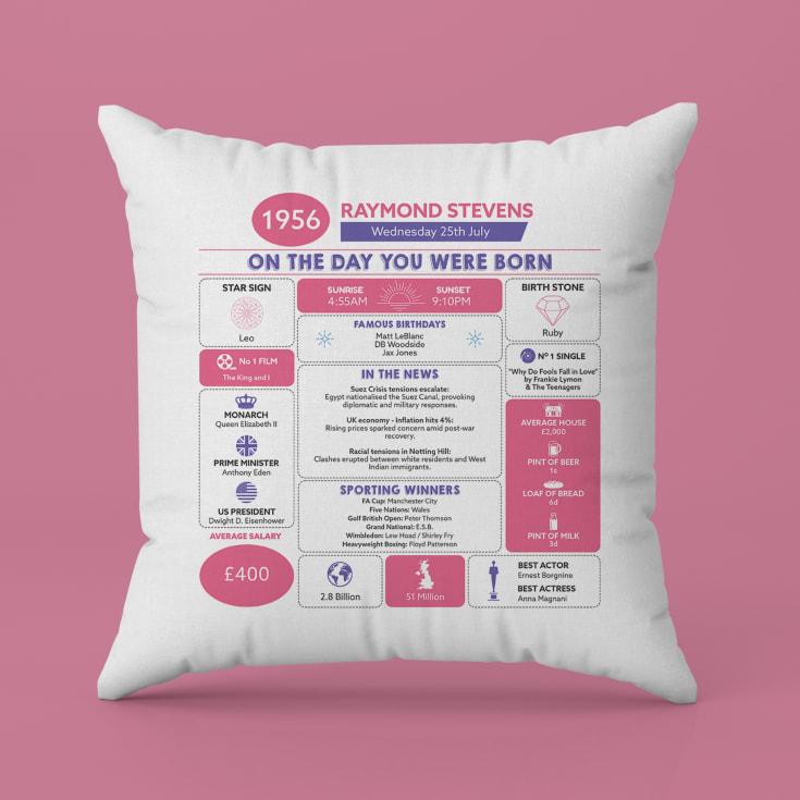Personalised The Day You Were Born - 70th Birthday Cushion product image