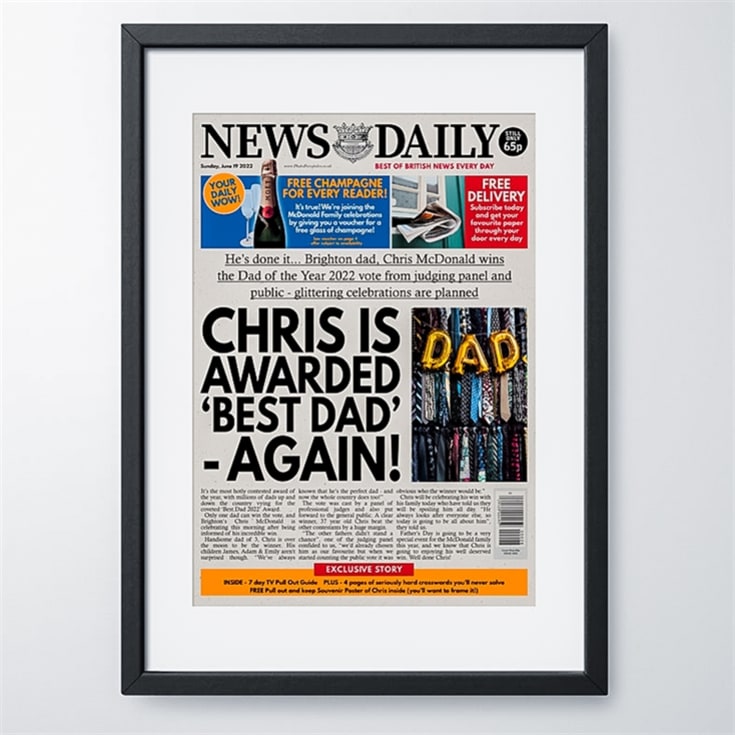 The Gift Experience White Personalised "Father's Day" Newspaper Front Page