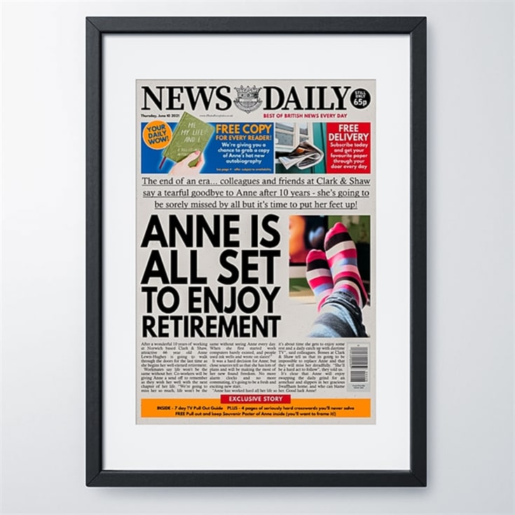 The Gift Experience White Personalised "Retirement" Newspaper Front Page