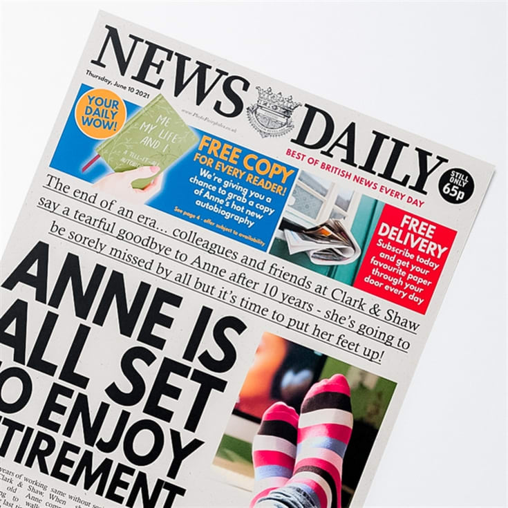 Personalised "Retirement" Newspaper Front Page product image