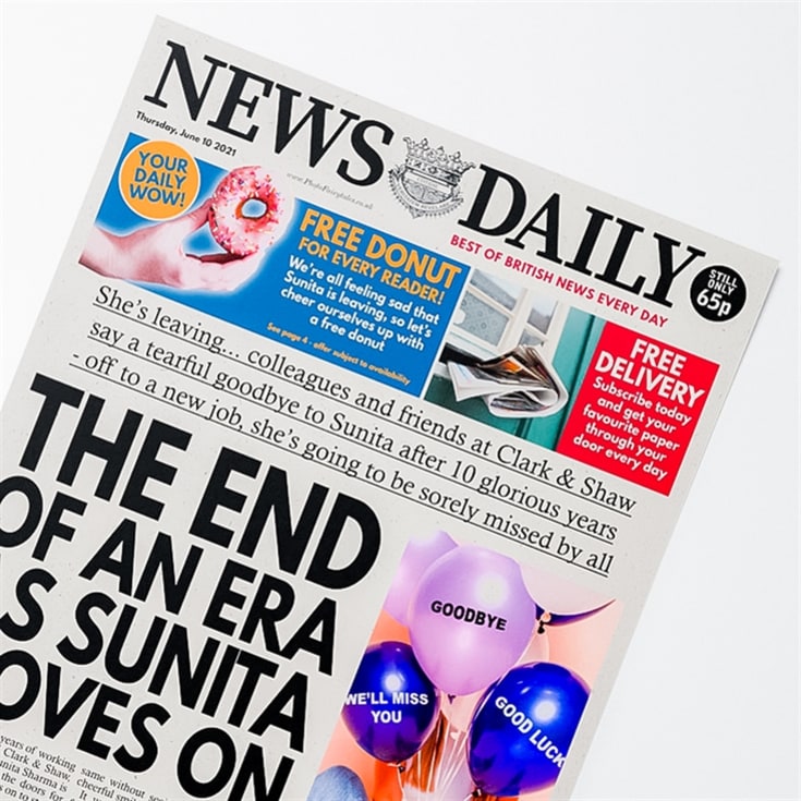 Personalised "Leaving" Newspaper Front Page product image