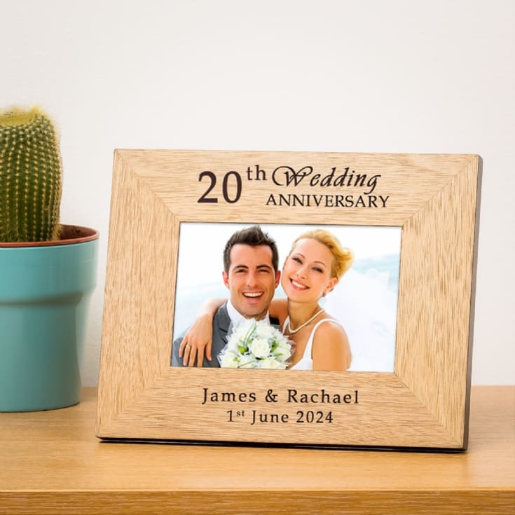 The Gift Experience Personalised 20Th Wedding Anniversary Wooden Photo Frame