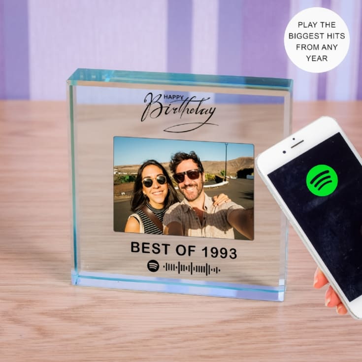 Personalised Happy Birthday Song or Playlist Photo Upload Glass Token product image