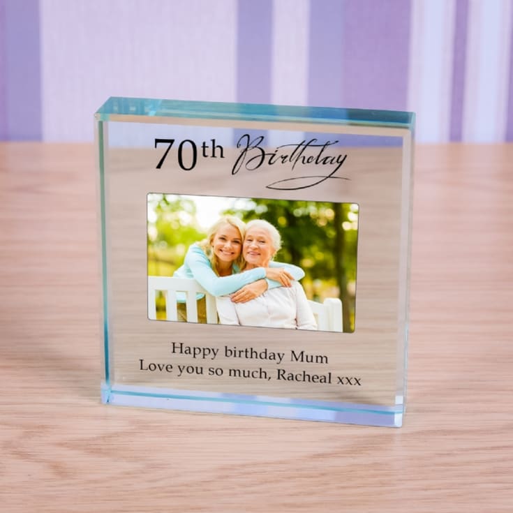 The Gift Experience Personalised Happy 70Th Birthday Photo Upload Glass Token