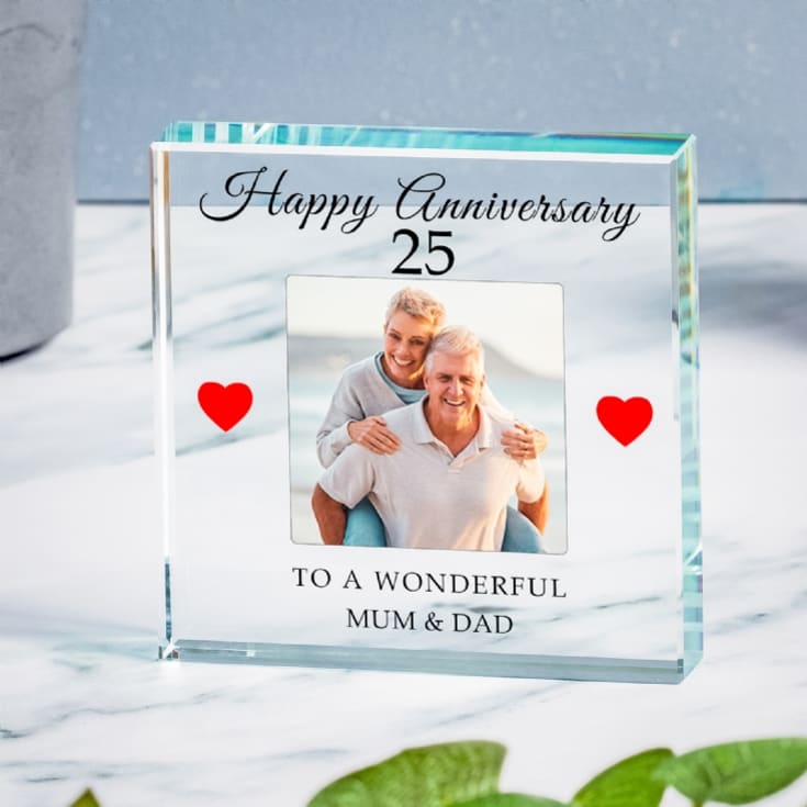 The Gift Experience Red Personalised 25Th Wedding Anniversary Photo Upload Glass Token