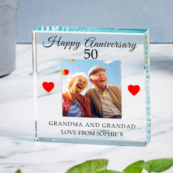 The Gift Experience Red Personalised 50Th Wedding Anniversary Photo Upload Glass Token