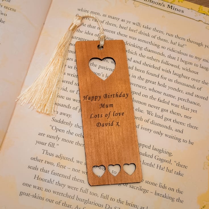 The Gift Experience Personalised Wooden Hearts Bookmark