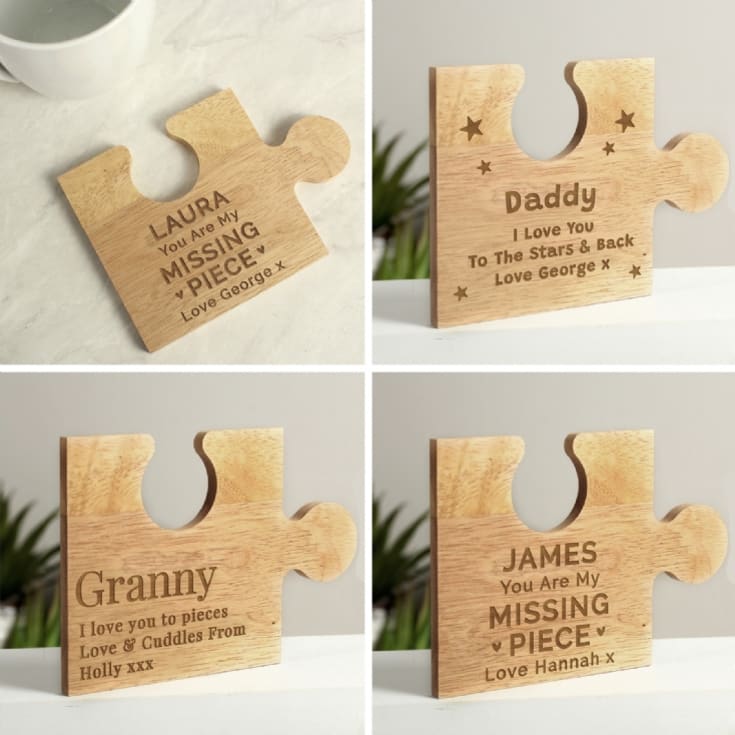 The Gift Experience Personalised Jigsaw Piece Wooden Drink Coasters
