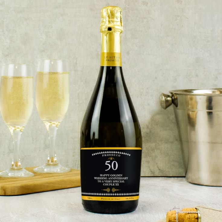 The Gift Experience Golden/Peach Personalised 50Th Anniversary Bottle Of Prosecco