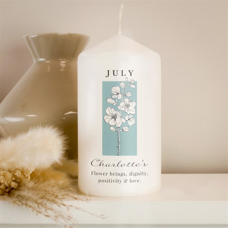 Personalised Birth Flower Pillar Candle product image