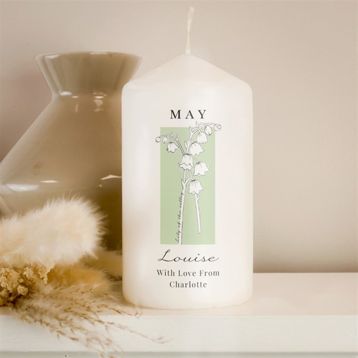 Personalised Birth Flower Pillar Candle product image
