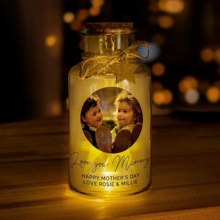 The Gift Experience Light Personalised Photo Upload Led Glass Jar