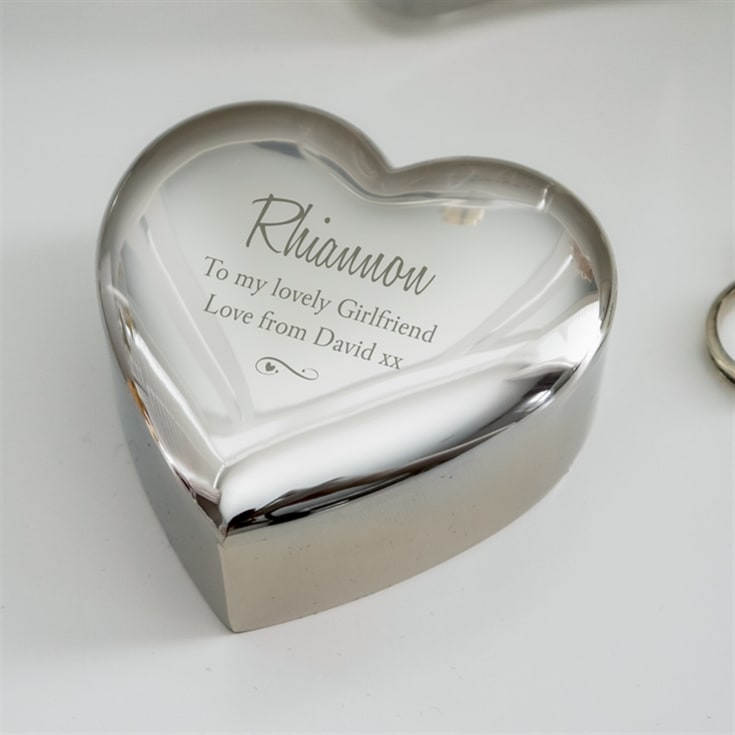 The Gift Experience Personalised Any Message Swirls & Hearts Heart Trinket Box