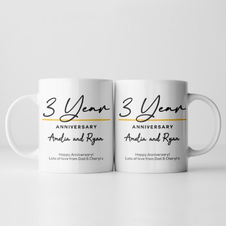 Pair of Personalised Classy 3rd Anniversary Mugs product image