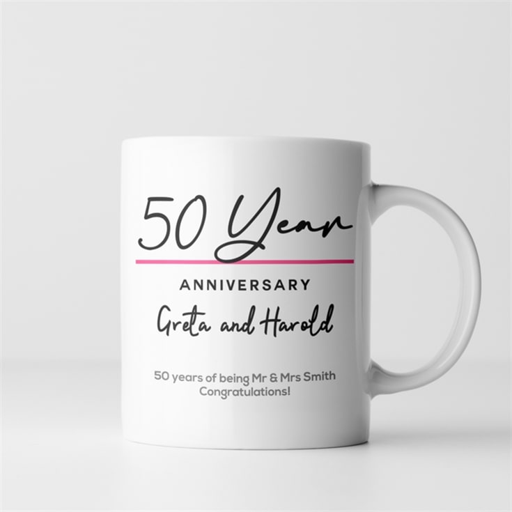 Pair of Personalised Classy 50th Anniversary Year Mugs product image