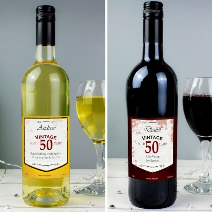 Personalised Wine with Vintage 50th Label product image