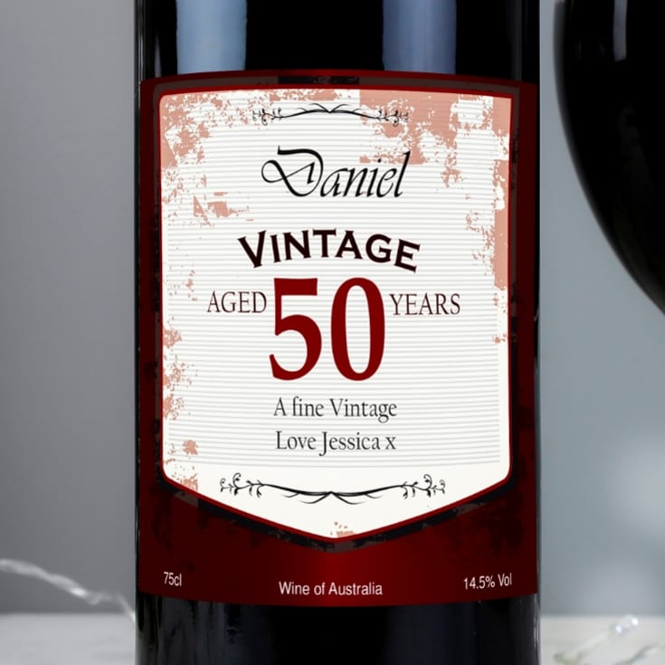 Personalised Wine with Vintage 50th Label product image