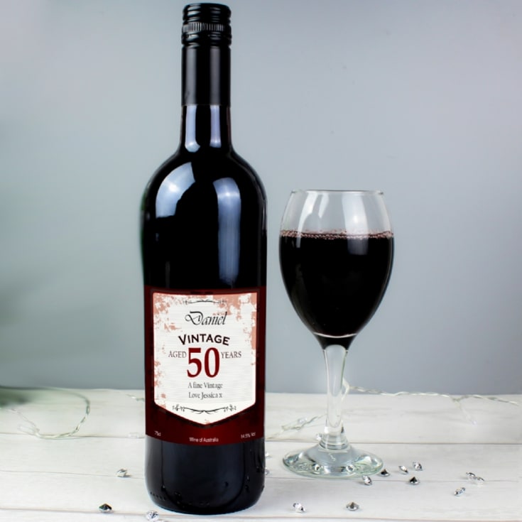 Personalised Wine with Vintage 50th Label product image