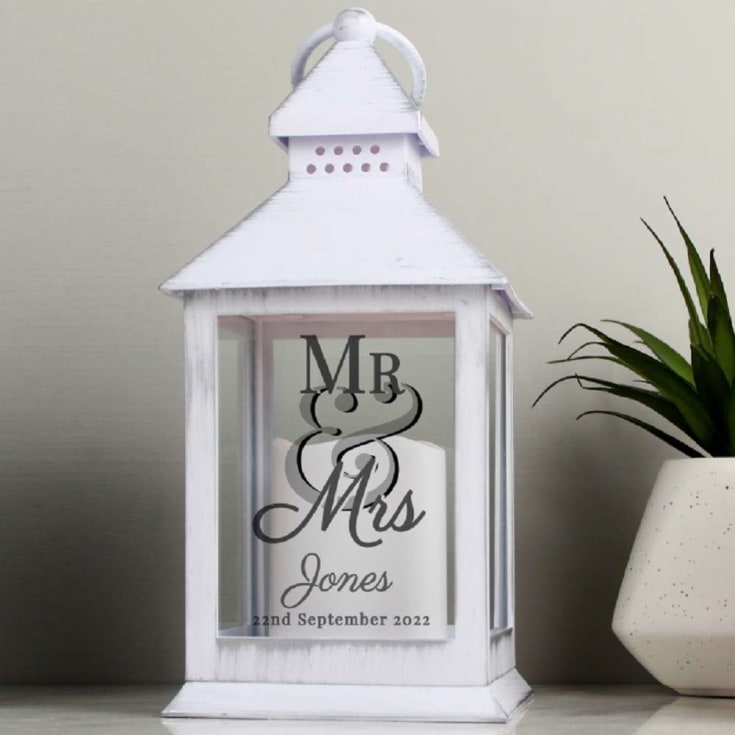 The Gift Experience White Personalised Mr & Mrs Lantern