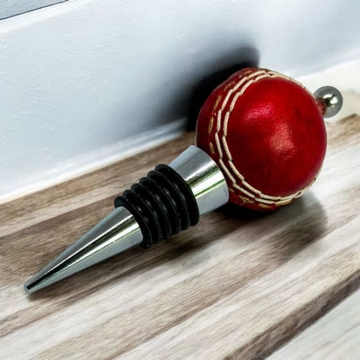 Real Leather Mini Cricket Ball Wine Stopper product image