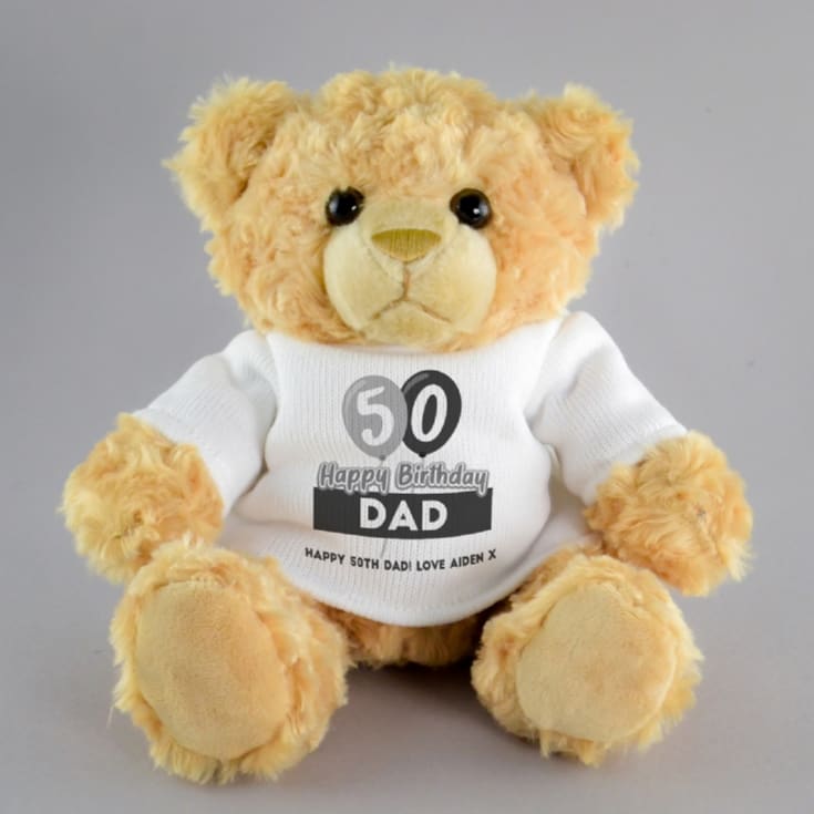 Personalised 50th Birthday Balloon Teddy Bear product image