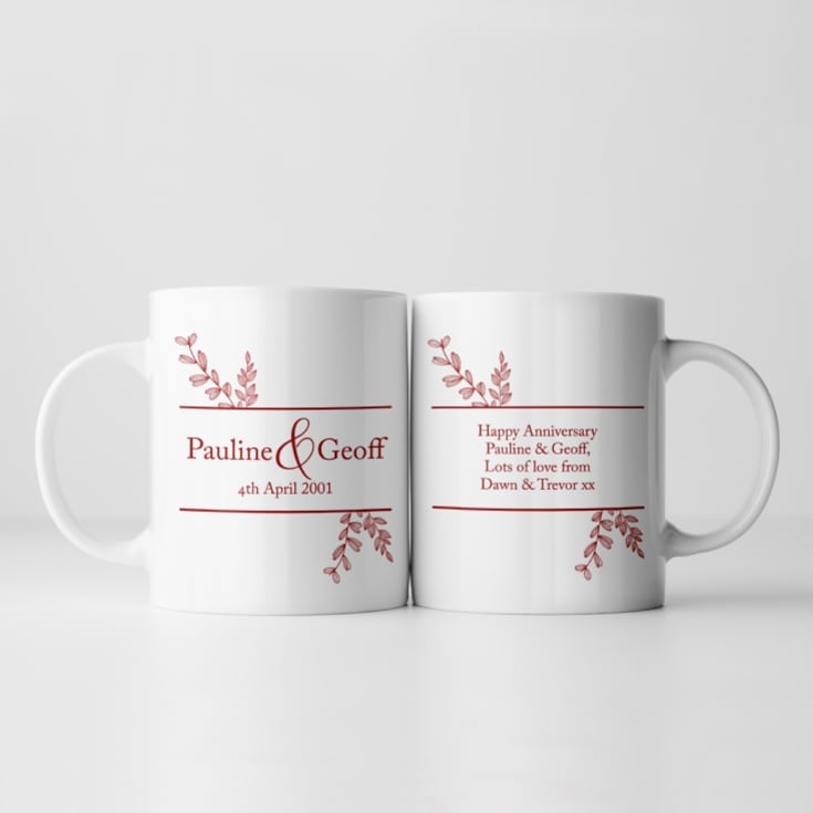 Personalised Botanical 25th Wedding Anniversary Mug product image