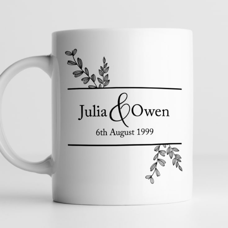 Personalised Botanical 25th Wedding Anniversary Mug product image