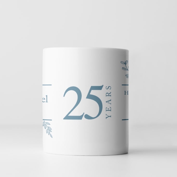 Personalised Botanical 25th Wedding Anniversary Mug product image