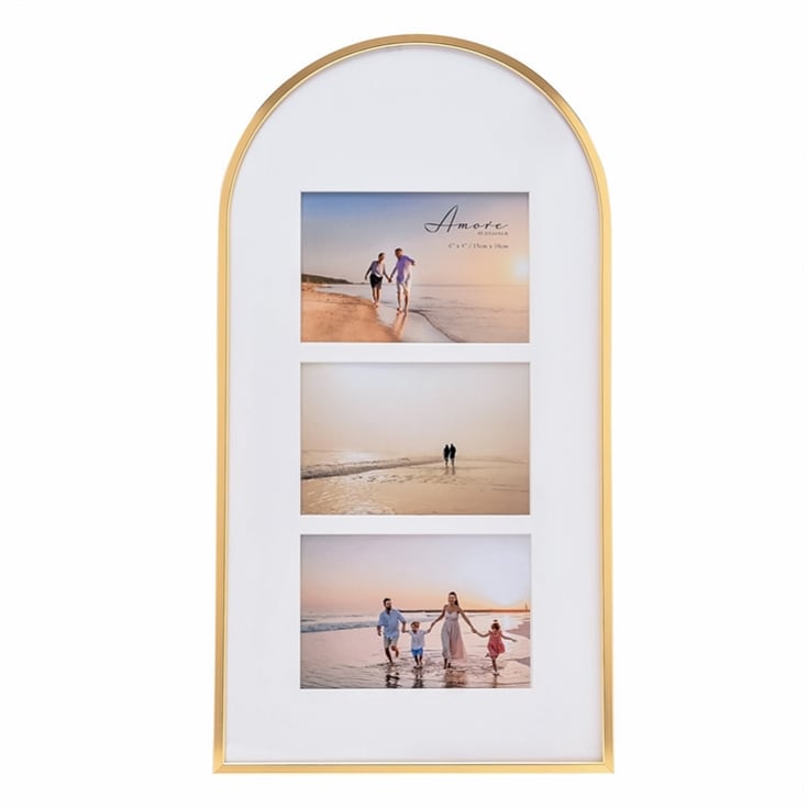 Gold Arched Collage Triple Photo Frame -  6" x 4" product image